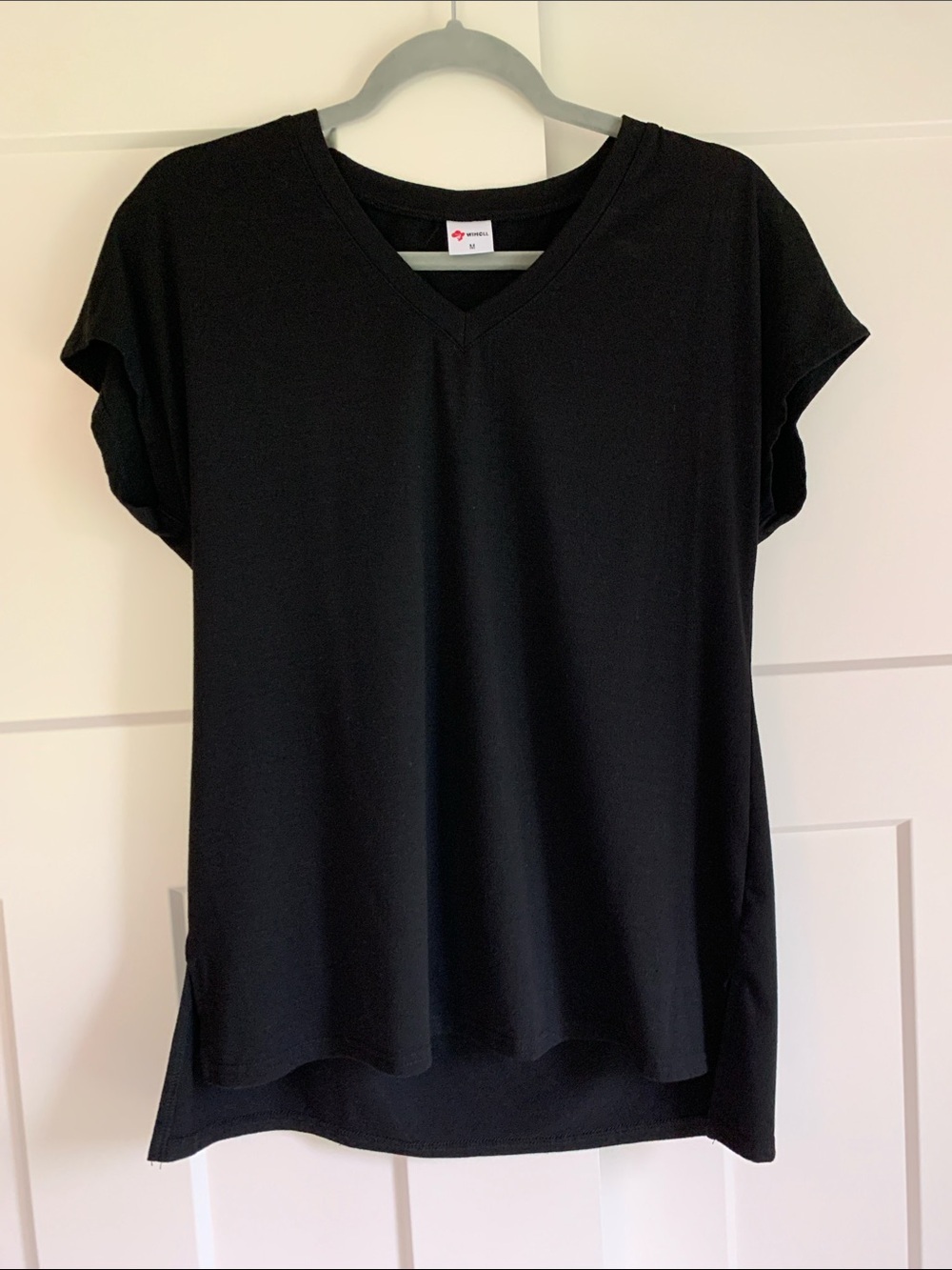 Women's Black V-Neck Short Sleeve Top - Classic Casual